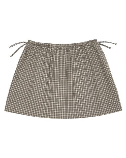 Checkered skirt with tie waist on a white background