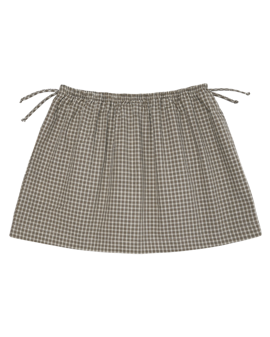 Checkered skirt with tie waist on a white background